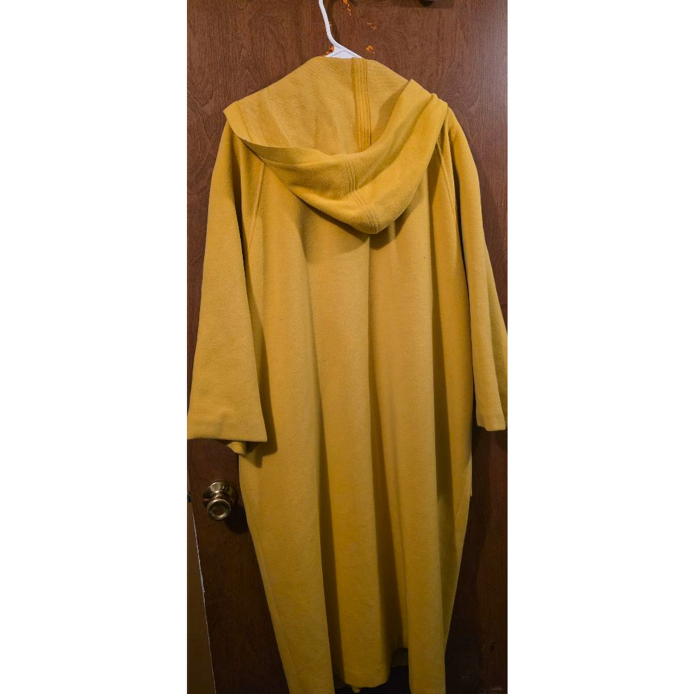 Women's NANCY HELLER Yellow Cashmere Wool Cape Coat with Wooden Toggles XL - Picture 4 of 14